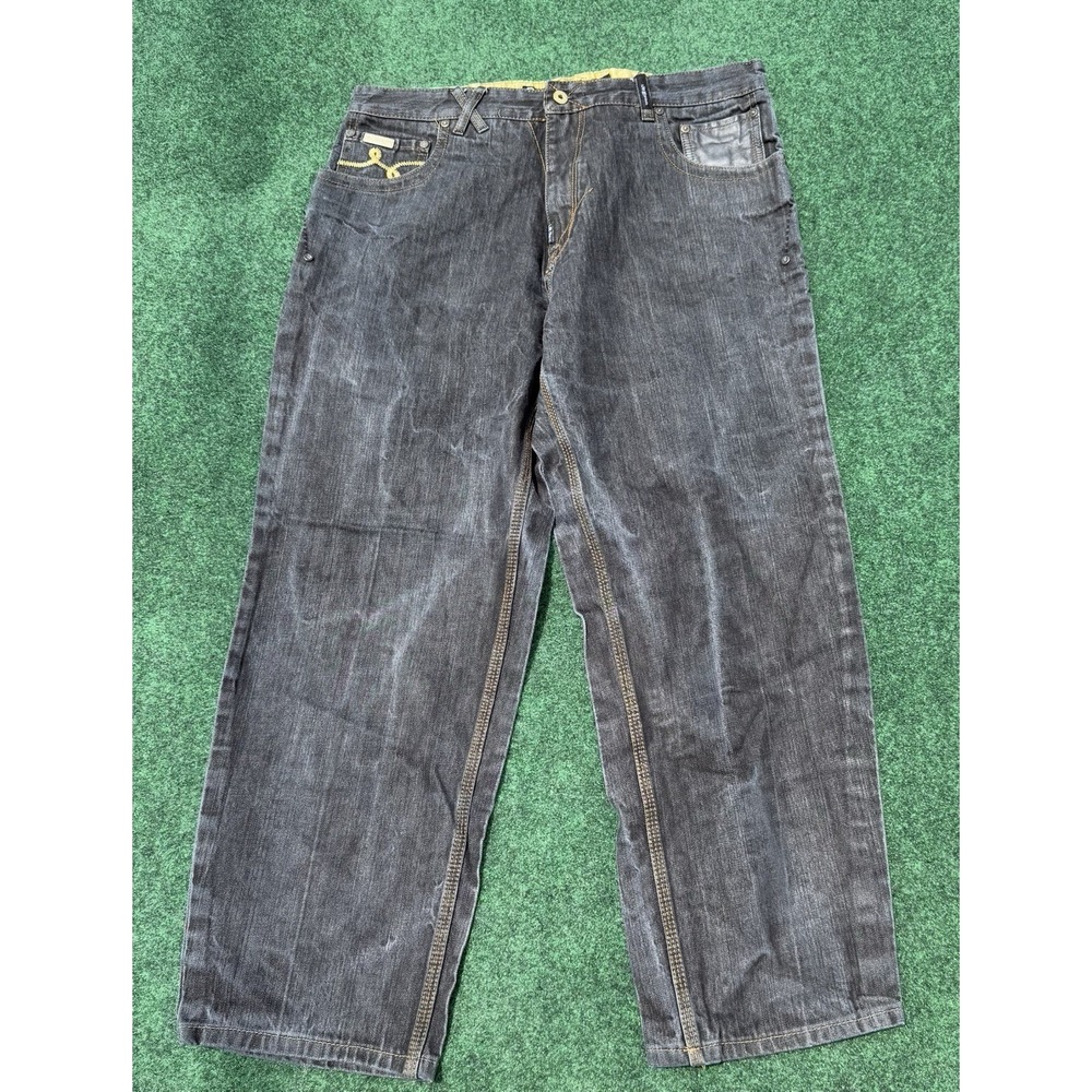 Vintage LR Geans LRG Jeans Mens 37 Dark Baggy Y2K Skater Embroidered Street Wear